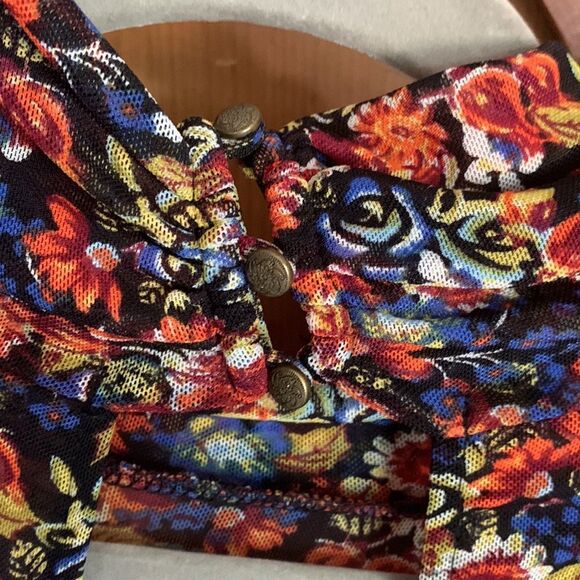 Free People All Doled Up floral long sleeve mesh turtleneck crop top - Picture 9 of 11